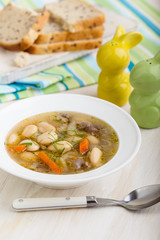 Homemade bean and mushroom soup