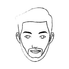 face handsome young man icon image black line vector illustration design