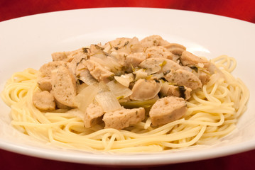 Spaghetti mit Weißwurst-Sauce