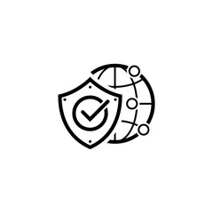 Global Protection Icon. Flat Design.