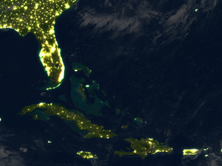 North Caribbean at night on planet Earth