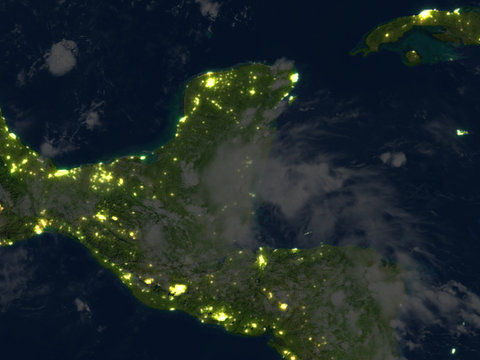 Yucatan at night on planet Earth