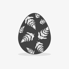 Easter egg In black white style on an isolated background