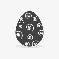 Easter egg In black white style on an isolated background