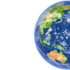 East Asia and Australia on planet Earth