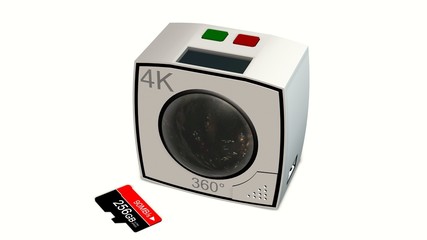 Fototapeta premium 360 degree camera with two lenses isolated on white
