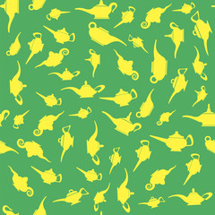 Asian Lamp Silhouettes Seamless Pattern on White Background