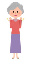シニア女性　ガッツポーズ