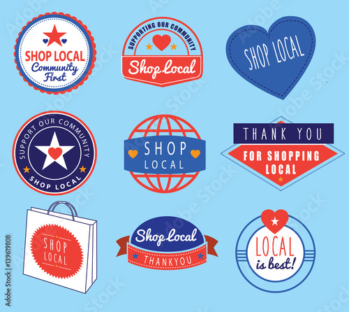 Series Of Vintage Retro Logos Based On Shop Local Theme Series Of Vintage Retro Logos Based On Shop Local Theme