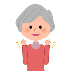 シニア女性　ガッツポーズ