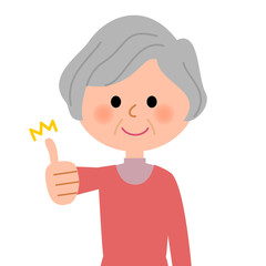 シニア女性　サムズアップ