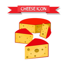 Cheese icon on white background. Vector illustration