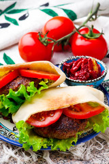 Mediterranean Lamb Burger with pita