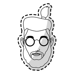 face handsome hipster young man icon image black line vector illustration design