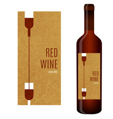 Vector wine label with pouring wine and wine glasses - 139622267