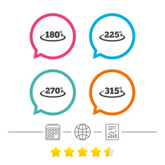 Angle degrees icons. Geometry math signs.