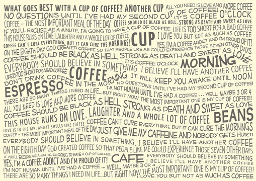 Typographic Vector Background With Sayings About Coffee