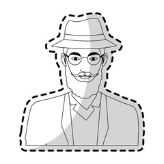 portrait of handsome young man icon image black line vector illustration design
