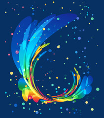 Multicolored rounded element on blue background