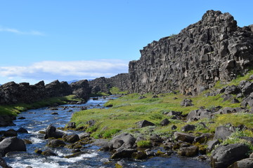 Sweet icelandic countryside in a bright blue sky