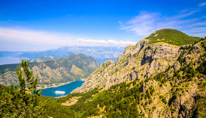 Fototapeta na wymiar Panoramic view on sea bay near Kotor, Montenegro.