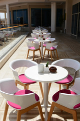 Cozy cafe on the terrace in a modern style