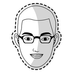 face handsome young man icon image black line vector illustration design