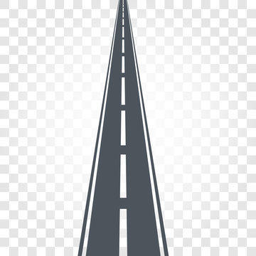 Isolated black color road or highway with dividing markings on checkered background vector illustration.