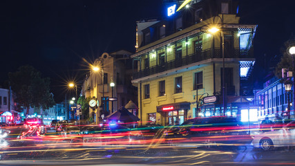 Traffic lignts in night Tbilisi