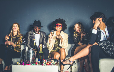 Friends having party in a nightclub