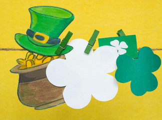 Happy St. Patrick's Day card with holiday attributes  