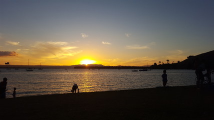 Sunset over bay