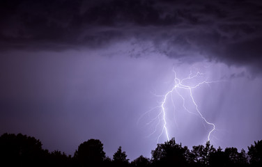 Lightning and Clouds in night storm