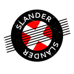Slander rubber stamp. Grunge design with dust scratches. Effects can be easily removed for a clean, crisp look. Color is easily changed.