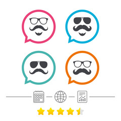 Mustache and Glasses icons. Hipster symbols.