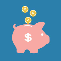 Obraz premium Piggy bank on a blue background