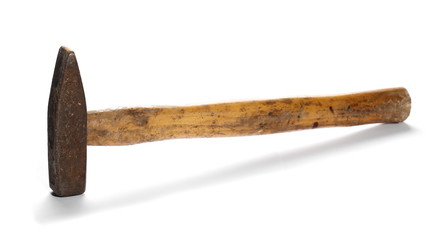 old hammer isolated on white background