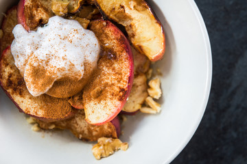 Healthy Snack from Stewed Apple with Cinnamon