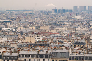 city of Paris , france with sunset, great for your design and background,vintage color,selective focus