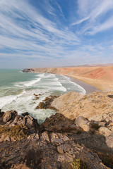Rough colorful coastline, Atlantic, Morocco