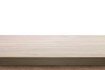 Wood table on white background