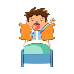 Child yawning in bed