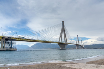 Amazing view of The cable bridge between Rio and Antirrio, Patra, Western Greece