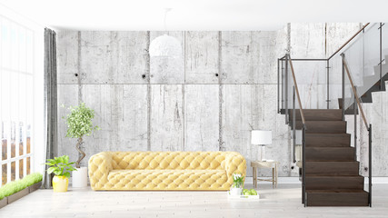 Modern bright interior . 3D rendering