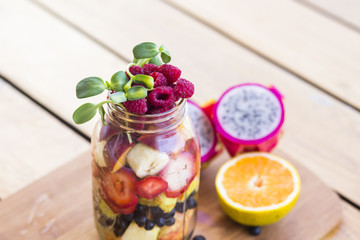 Fruit assortment in a mason jar