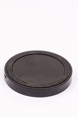 Black wireless mobile charger isolated over white background