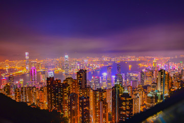 view of skyscrapers in the city of hong kong