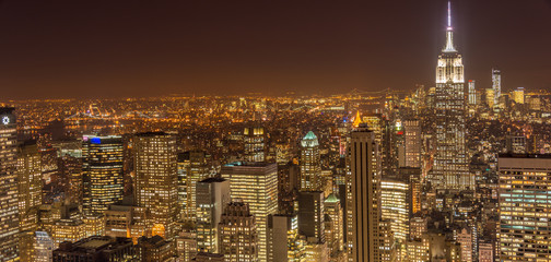 Fototapeta premium View of New York Manhattan during sunset hours