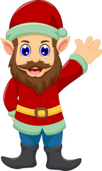 cute cartoon Santa claus waving