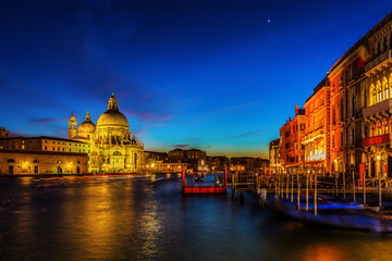 Grand Canal in Venice, Italy, at night